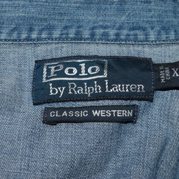 Polo Ralph Lauren Denim Shirt XL Western Classic Snap Jean Aztec Sportsman - Picture 8 of 8
